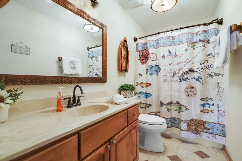 Bathroom vanity and shower