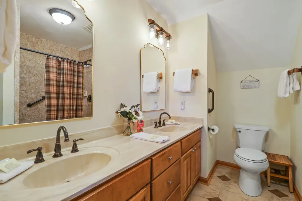 Bathroom vanity and toilet