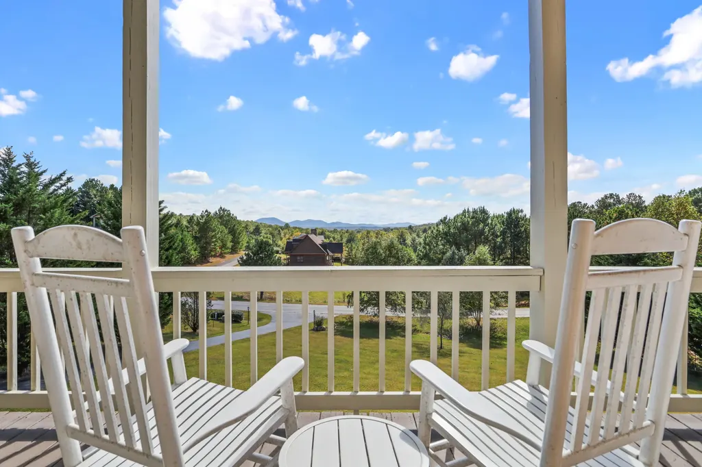 Deck chairs overlooking the mountain view