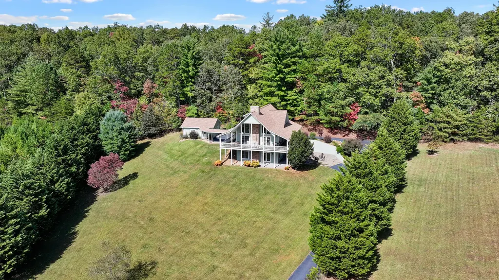 Aerial view of the cabin property