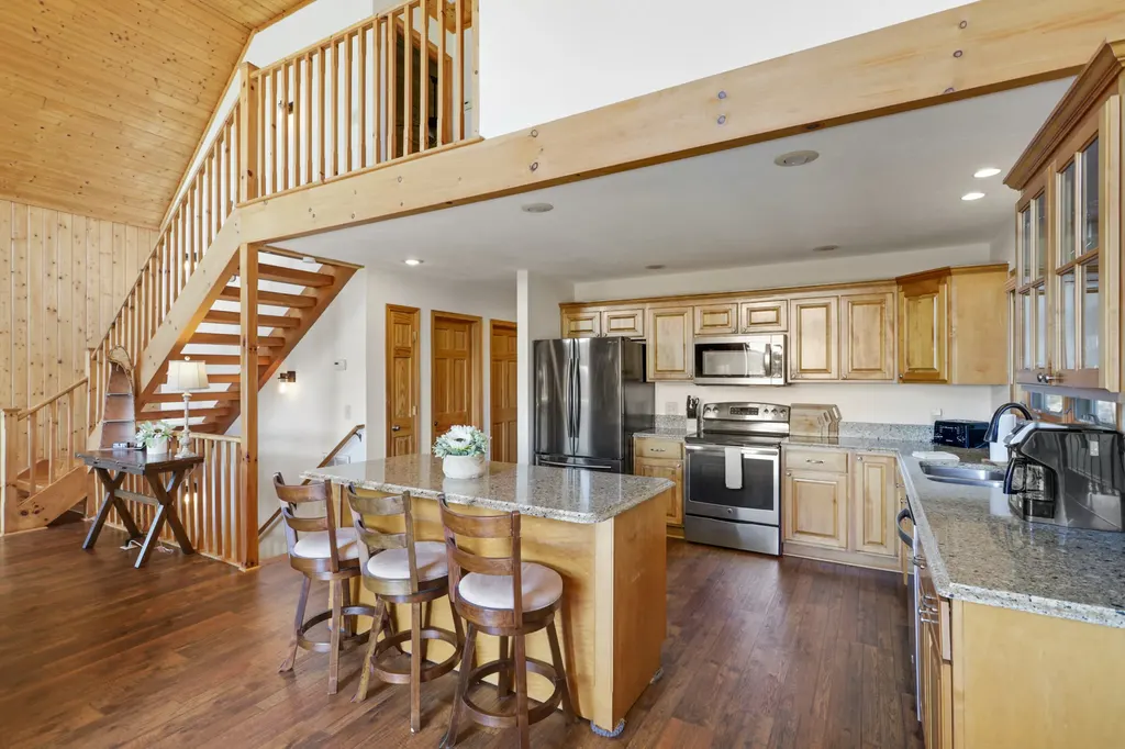 Kitchen bar area near the staircase